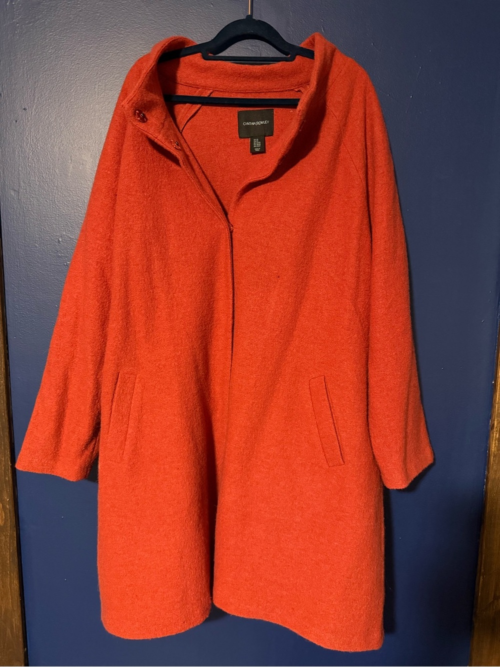 Cynthia Rowley Orange-Red Wool Pea Coat